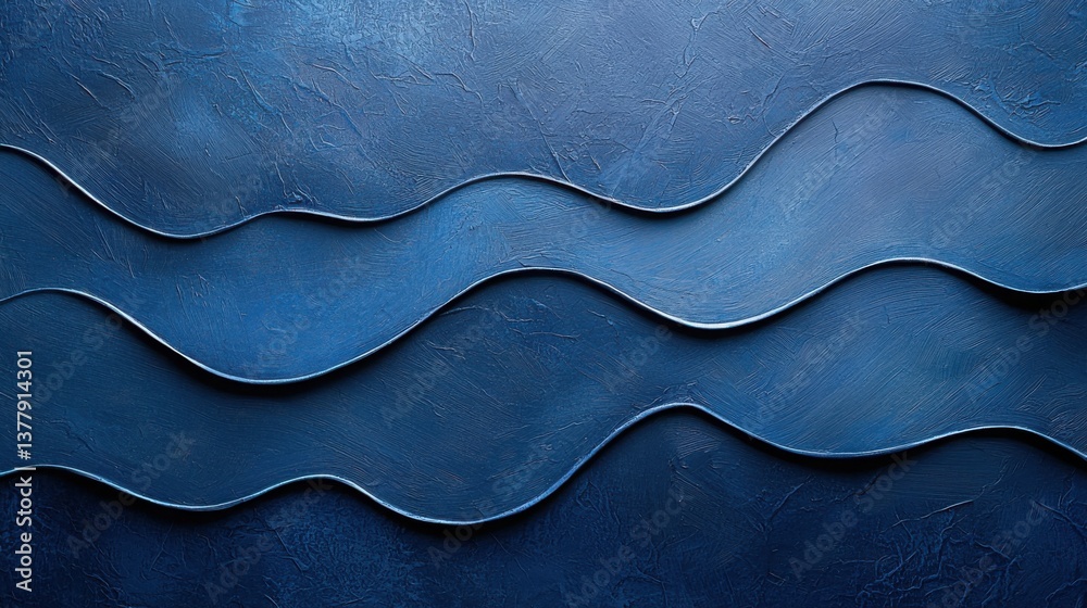 Poster a blue background with wavy lines creating an abstract composition for digital trace reduction strat