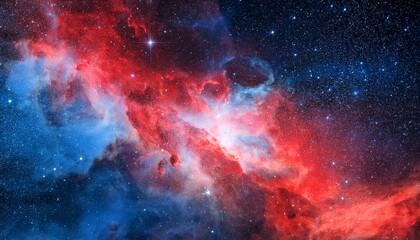 Fototapeta premium cosmic nebula red and blue space background