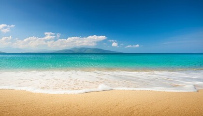 Fototapeta premium sandy beach on the sea background summer tourism vacation template for product presentation