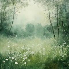 morning mist in the forest