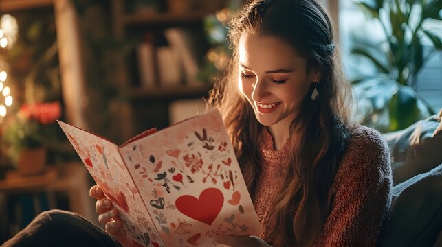 Person creating a Valentine card with a thoughtful quote and cheerful design
