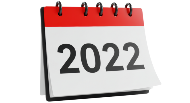 Isolated Red Calendar with 2022 Year Displayed
