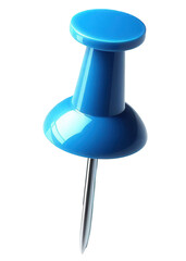 Blue Push Pin: A close-up studio shot of a bright blue push pin, ready for a task, a perfect symbol of organization, clarity, and focused attention.