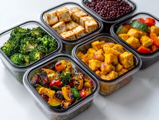 Delicious and Healthy Prepared Meals in Containers, Ready for Meal Prep
