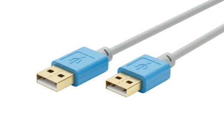 Isolated Pair of Blue and Gray USB Cables