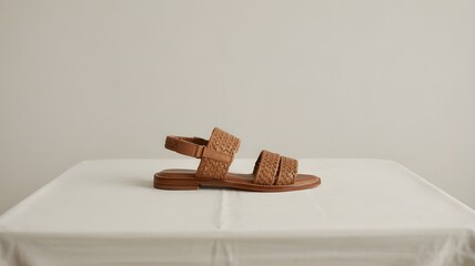 A Sandal on the Table with Isolated Background, Perfect for Summer Fashion, Comfortable Footwear, and Casual Outdoor Wear.



