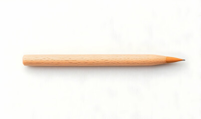 Single Light Brown Pencil on White Background with Soft Shadows