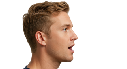 Isolated Man Side View Open Mouthed