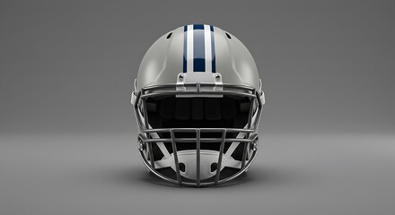 Silver Football Helmet 3D Render Realistic Texture Deep Shadows AI Generated