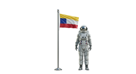 Isolated Astronaut with Colombian Flag