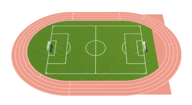 Isolated Soccer Field with Running Track