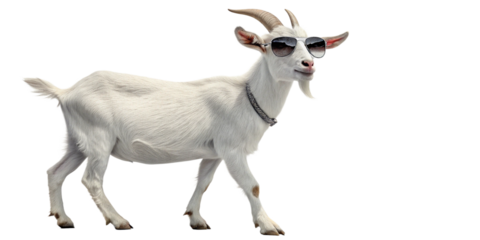 "Cool Bakra Wearing Glasses - Minimalistic Eid ul Adha Illustration on White Background - PNG