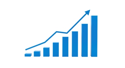Isolated Chart with Growing Bars and Arrow