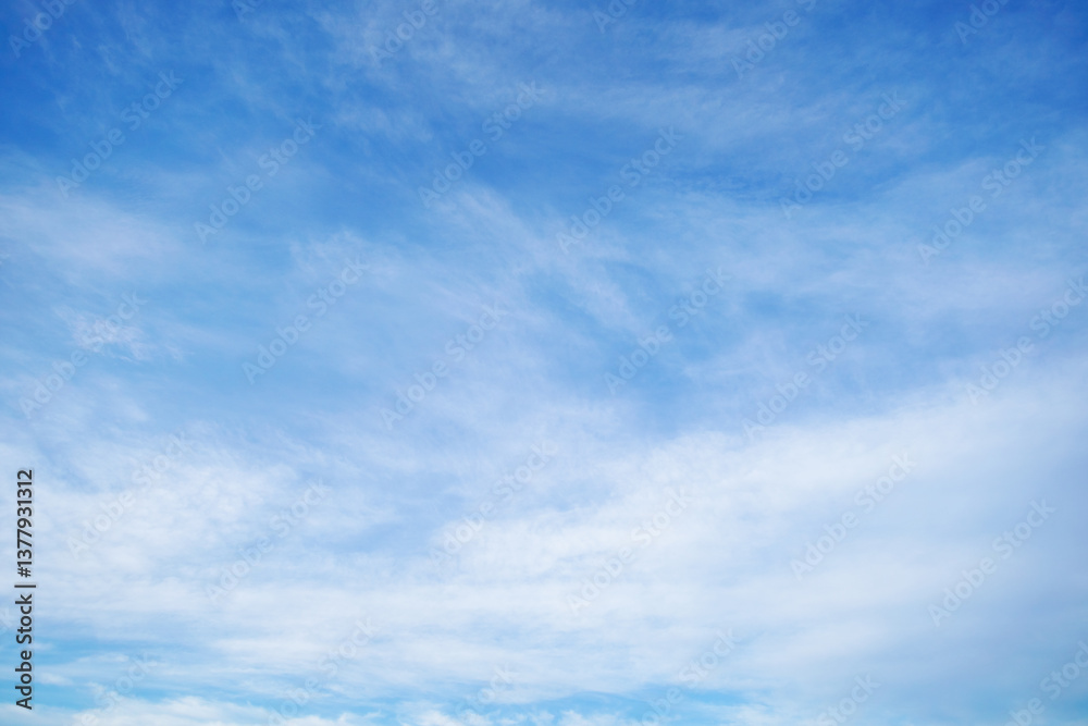 Wall mural beautiful blue sky with soft white clouds for abstract background