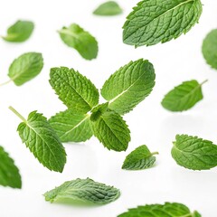 mint leaves isolated on white