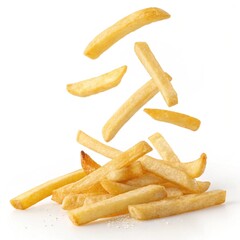 french fries on white background