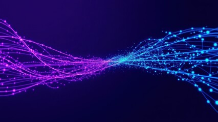 a blue and purple abstract background with lines and dots