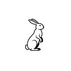 Obraz premium A sleek rabbit logo silhouette on a white background, ideal for animal-related businesses, wildlife branding, and modern logo designs