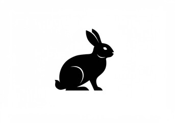 Obraz premium A sleek rabbit logo silhouette on a white background, ideal for animal-related businesses, wildlife branding, and modern logo designs