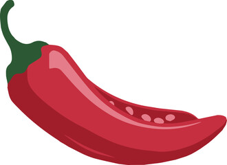 Fototapeta premium Red hot chili pepper vector illustration with fresh spicy peppers