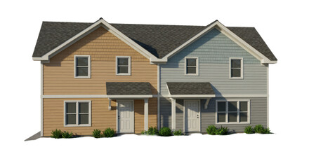 Isolated Modern Two-Story Townhouse Exterior View