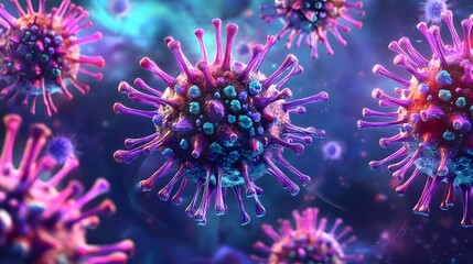Fototapeta premium Microscopic Virus Closeup, Infection, Research
