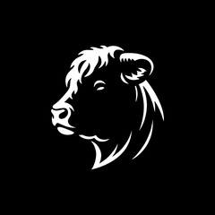 simple drawing silhouette of cow head logo vector	

