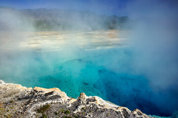 Black Sand Basin. Sapphire Pool at the Yellowstone National Park. Wyoming. USA.