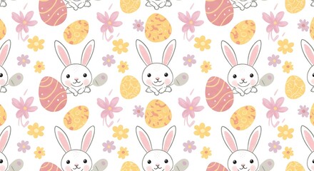 Adorable Easter Bunnies Pastel Pattern Springtime Design AI Generated
