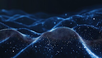 Abstract digital wave, dotted, dark blue