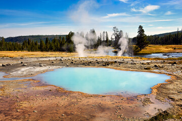Black Sand Basin. Black Opal Pool at the Yellowstone National Park. Wyoming. USA.