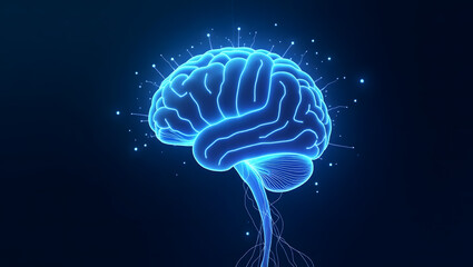 Fototapeta premium Abstract cyber brain with electronic communication network
