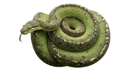 Isolated Green Tree Python Coiled