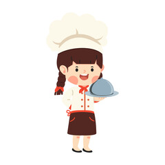 Cute Cartoon Chef Holding a Plate