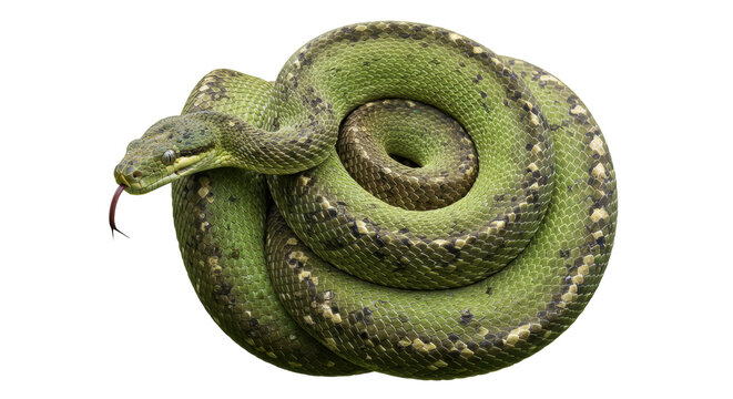 Isolated Green Tree Python Coiled