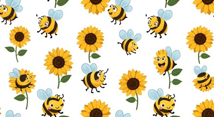 Obraz premium Sunny Buzz: A Happy Hive AI Generated