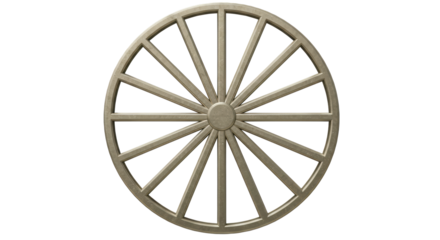 Isolated Wooden Cart Wheel