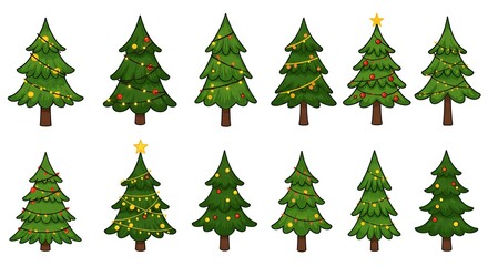 Fototapeta premium Festive Christmas Tree Collection Green And Gold Cheer AI Generated