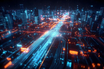 Fototapeta premium Ai generated illustration of IT roadmap modern technology and innovative processes, networking and big data