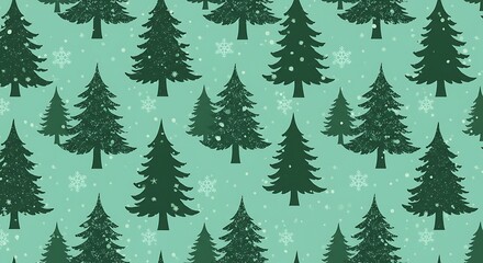 Winter Wonderland Green And Dark Green Christmas Tree Pattern AI Generated
