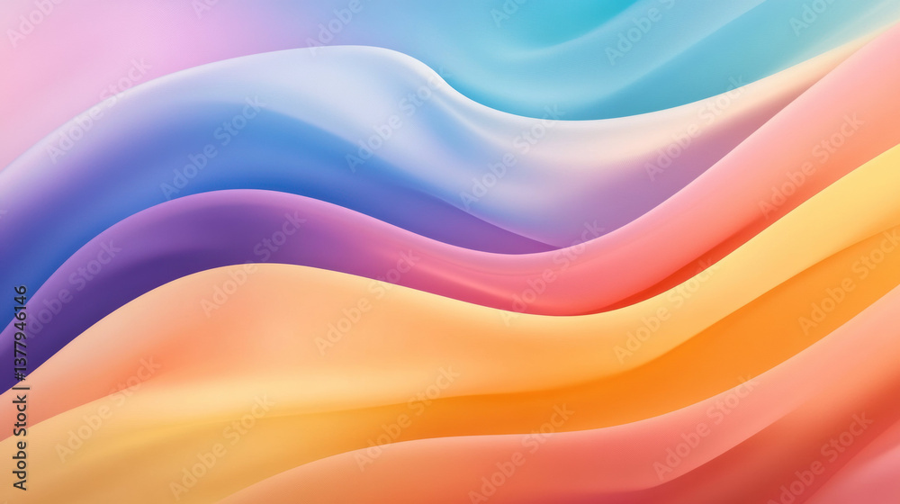 Poster colorful abstract waves in soft pastel tones create vibrant and soothing design, perfect for celebra