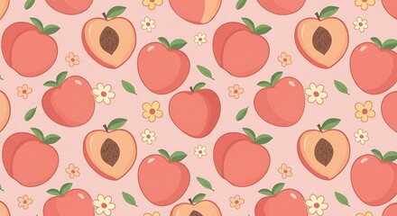 Sweet Peach Blossom Pattern Pastel Pink Delight AI Generated