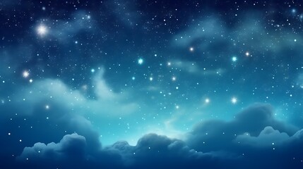Fototapeta premium Serene Night Sky Above Fluffy Clouds and Stars