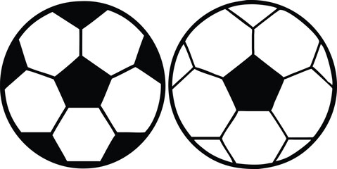 Fototapeta premium Two Soccer Balls Illustration, Classic Black and White Pattern, Sports Equipment Design