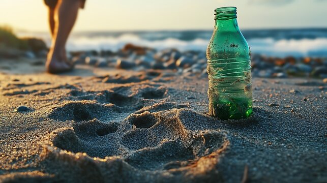 bottle of water on the beach - Powered by Adobe