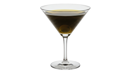 Isolated Martini Glass with Olive Cocktail Drink