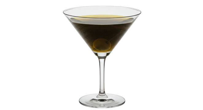 Isolated Martini Glass with Olive Cocktail Drink