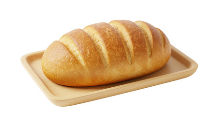 Isolated Loaf of Bread on Wooden Board