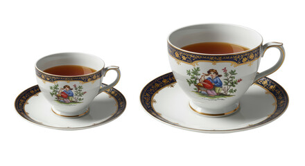 Isolated Tea Cups and Saucers Design