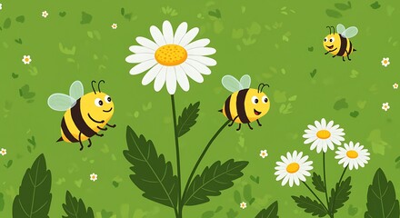 Busy Bees & Daisies AI Generated
